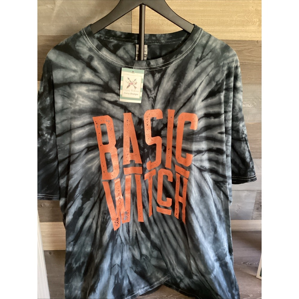 NWT WOMANS 3XL T-shirt BASIC WITCH Tie-dye Grey 100% Cotton